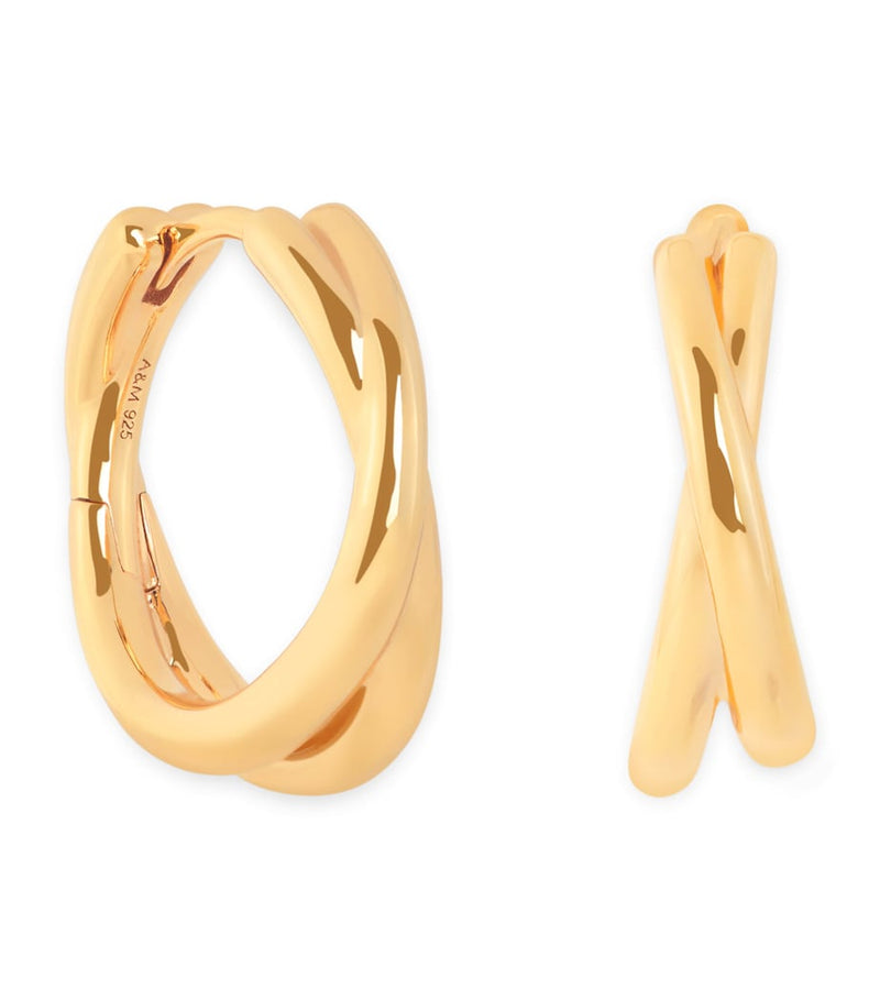Astrid & Miyu gold-plated crossover illusion hoop earrings 1.9cm, UK version