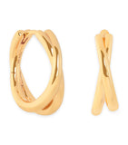 Astrid & Miyu gold-plated crossover illusion hoop earrings 1.9cm, UK version