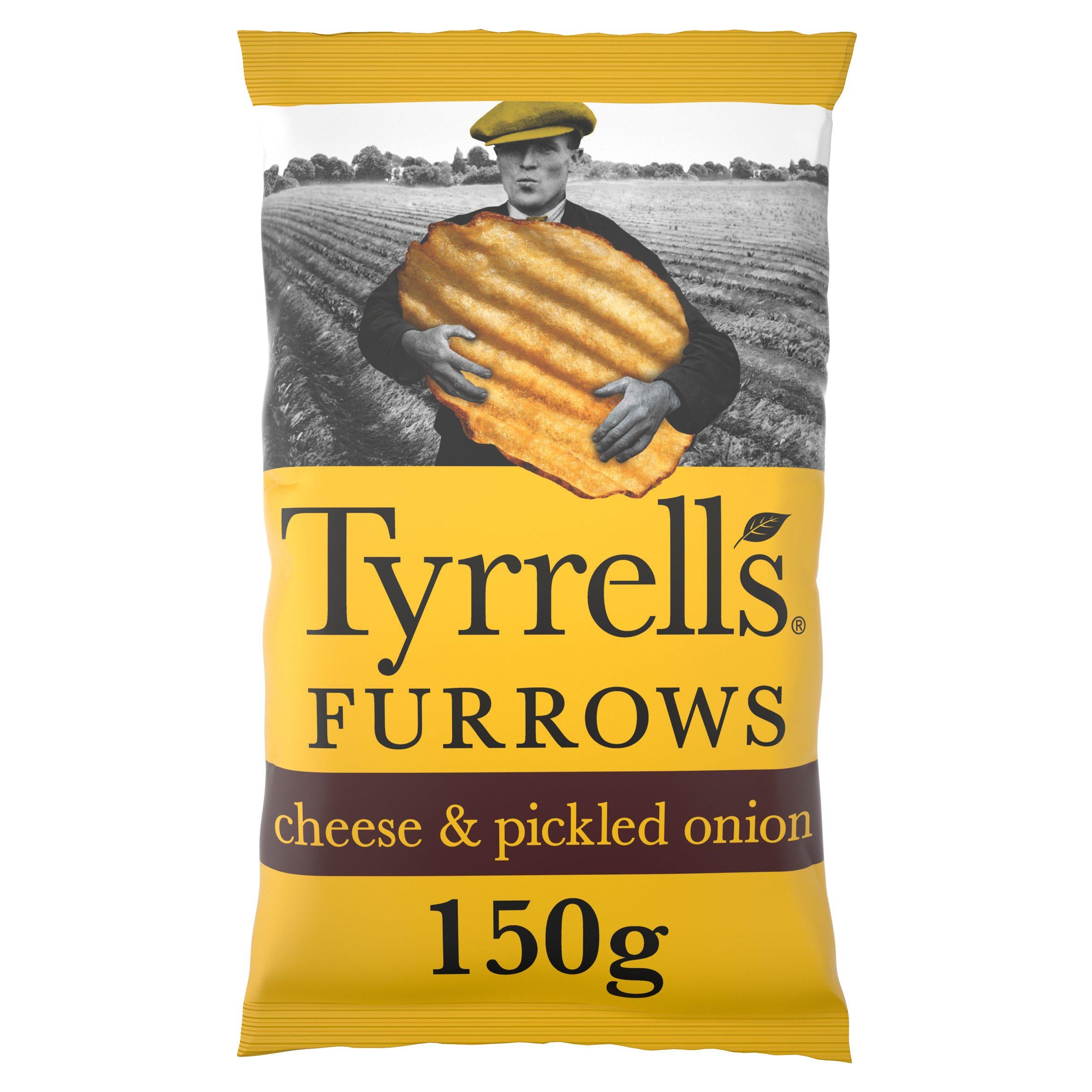 Tyrrells Furrows Cheese & Pickled Onion Sharing Crisps 150g GOODS Sainsburys