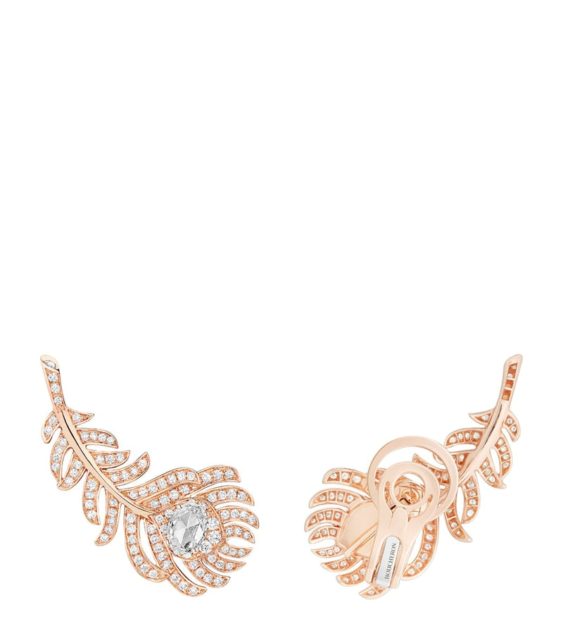 Boucheron rose gold Plume de Paon ear clips (British brand)