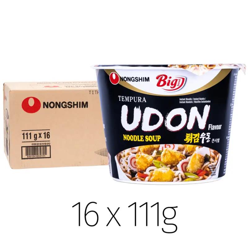 Nongshim tempura udon flavour noodle bowl 16 pack, imported from the UK