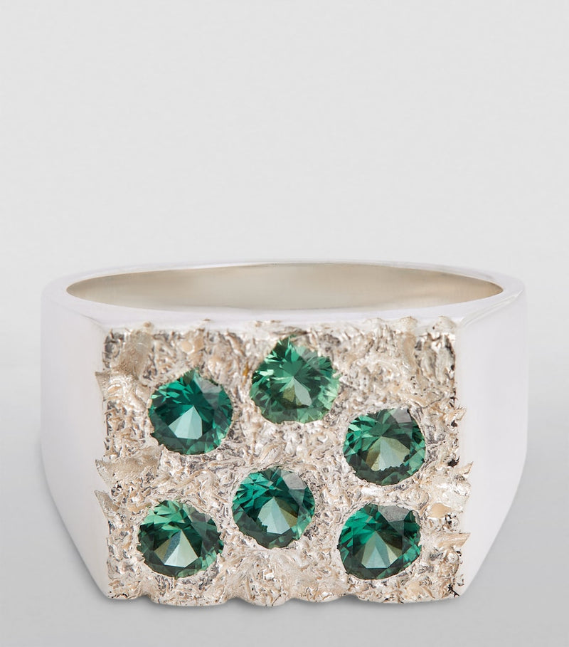 Bleue Burnham sterling silver rose garden signet ring, UK version