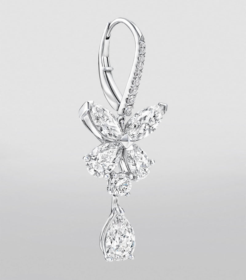 Graff butterfly drop earrings white gold diamonds, imported from the UK