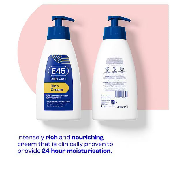 E45 Rich 24 Hour Cream with Pump 400ml - British product