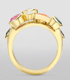 Boodles Raindance ring with multicoloured gemstones, imported from the UK