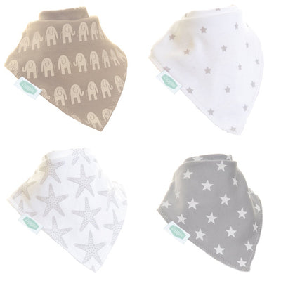 Superdrug Ziggle Grey and White Bandana Dribble Bib Set Pack of 4- Buy online at McGrocer