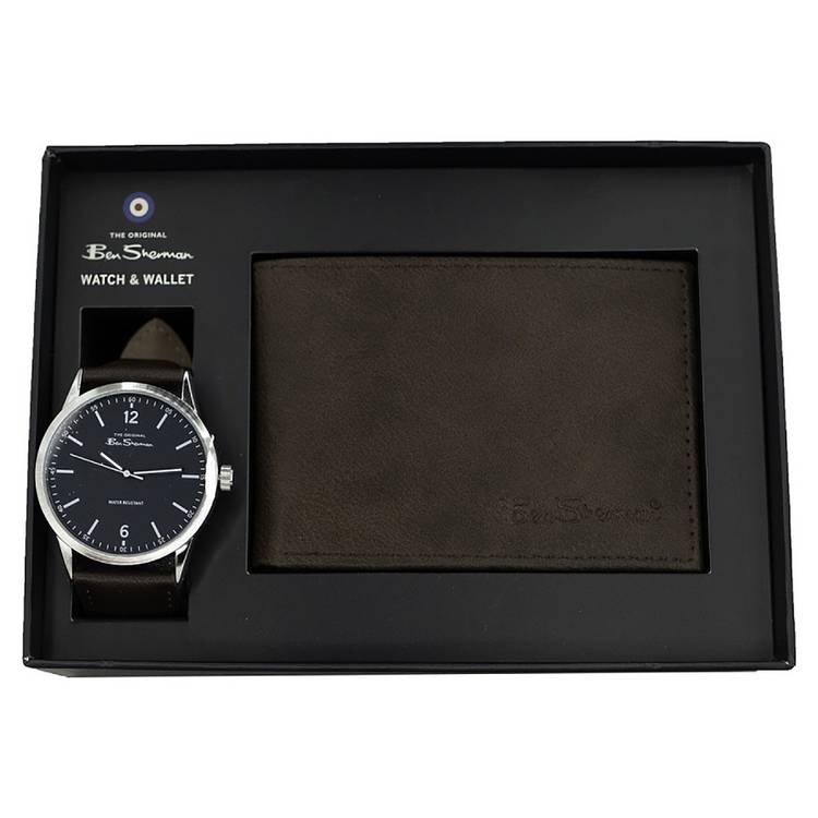 Ben Sherman watch gift set brown strap - British product