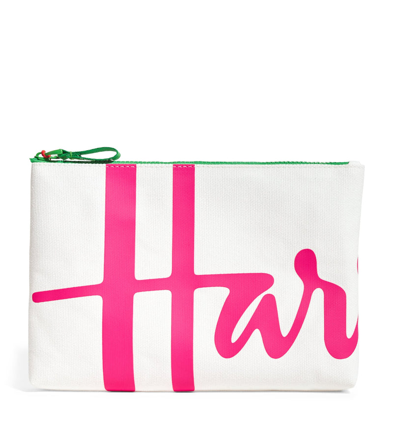 Harrods Medium Cotton Logo Pouch, UK version