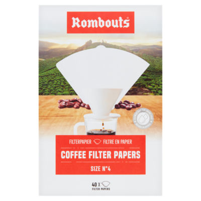 Rombouts coffee filter papers size 4 40 pack, imported from the UK