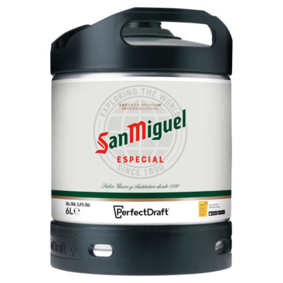 San Miguel Premium Lager PerfectDraft keg 6L, imported from the UK