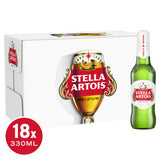 Stella Artois premium lager beer bottles 18x330ml, UK version