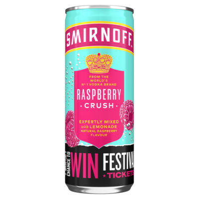 Smirnoff raspberry crush lemonade cocktail 250ml can (British brand)