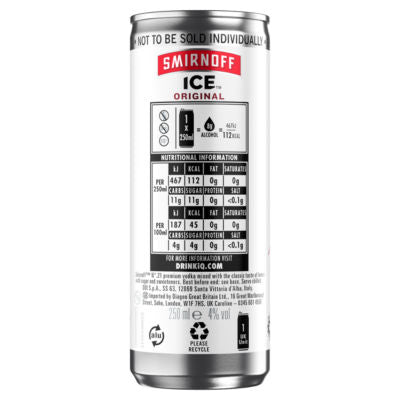 Smirnoff Ice Original vodka cocktail 10x250ml can (British brand)