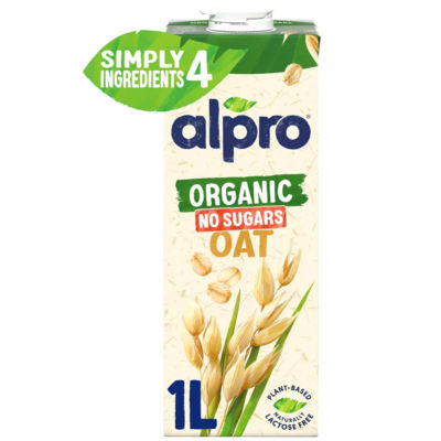 Alpro organic oat drink dairy free no sugars 1L, UK version