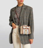 Chloé Mini Woody Tote Bag cotton canvas leather trims, imported from the UK