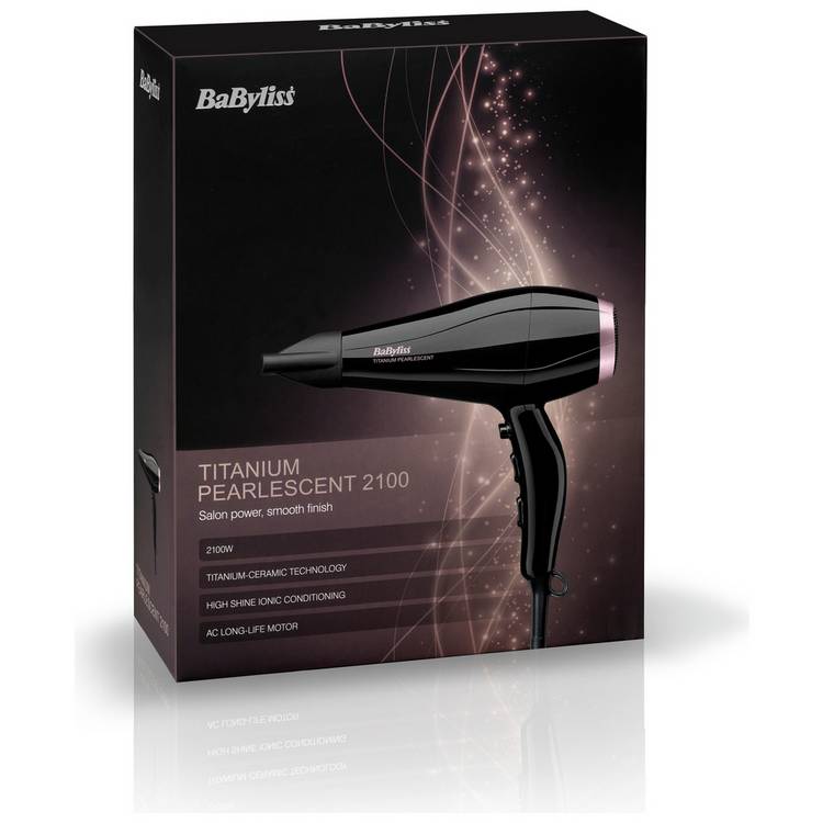 BaByliss Titanium Pearlescent 2100 hair dryer, UK version