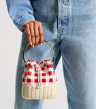 Jimmy Choo Bon Bon canvas raffia top-handle bag, UK version