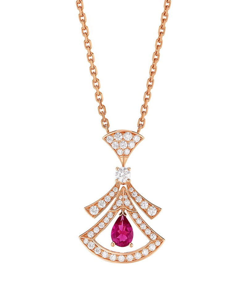 Bvlgari Divas Dream necklace rose gold diamonds rubellite, UK version