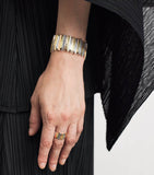 Suzanne Kalan mixed gold wide cuff bangle, imported from the UK