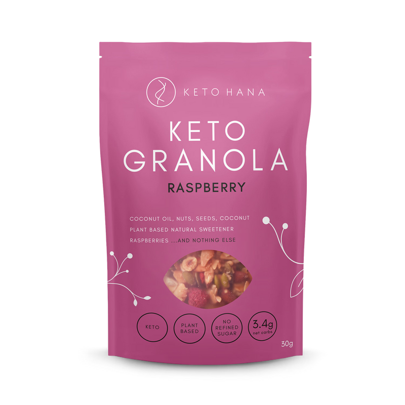 Keto Hana raspberry granola 300g, imported from the UK