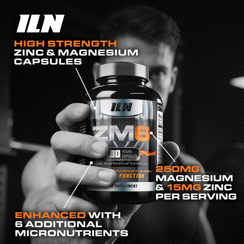 Iron Labs Nutrition ZM6 high strength zinc magnesium supplement 180 capsules, UK version