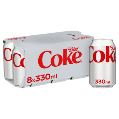 Diet Coke cola 8 x 330ml cans - British product