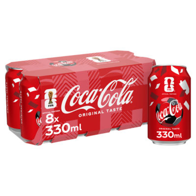 ASDA Coca-Cola Original Taste Cola Drink 8 x 330ml- Buy online at McGrocer