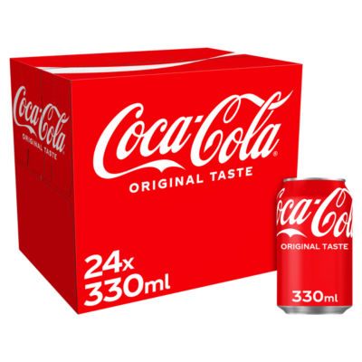Coca-Cola Original Taste cola drink 24 x 330ml cans - British product
