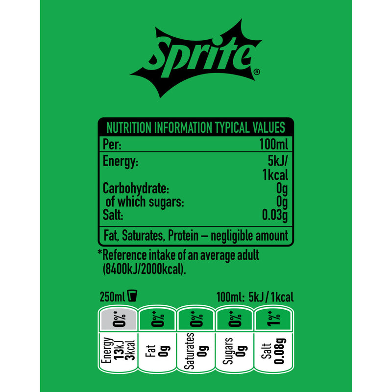 Sprite Zero Sugar lemon-lime sparkling soft drink 2L (British brand)
