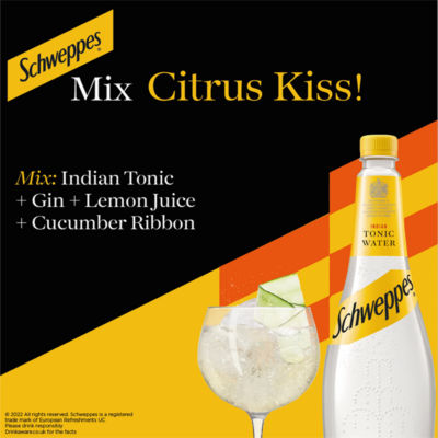 Schweppes Indian Tonic Water 1 Litre Bottle (British brand)