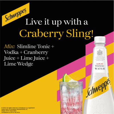 Schweppes slimline tonic water 1L bottle (British brand)