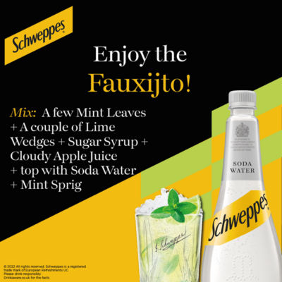 Schweppes Soda Water soft drink 1L (British brand)