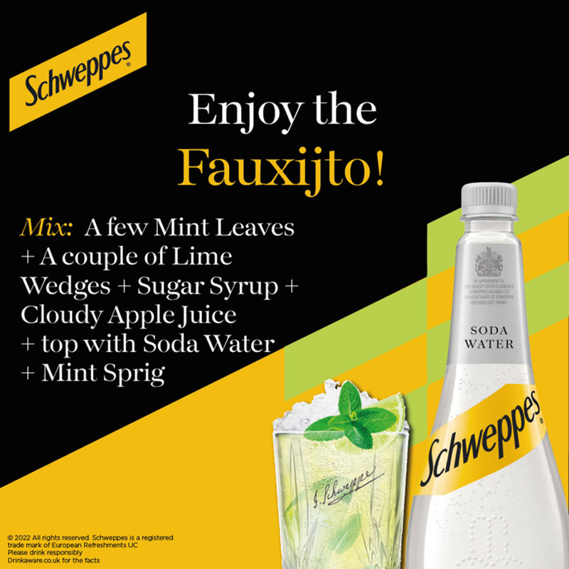 Schweppes Soda Water soft drink 1L (British brand)