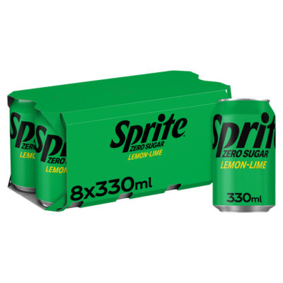 Sprite Zero Sugar lemon-lime soft drink 8 x 330ml (British brand)