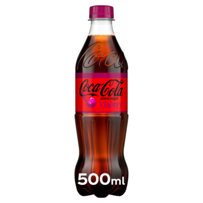 Coca-Cola zero sugar cherry soft drink 500ml, imported from the UK