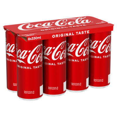 Coca-Cola soft drink Original Taste 8 x 330ml, UK version
