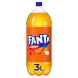 Fanta Orange 3L carbonated soft drink bottle (British brand)