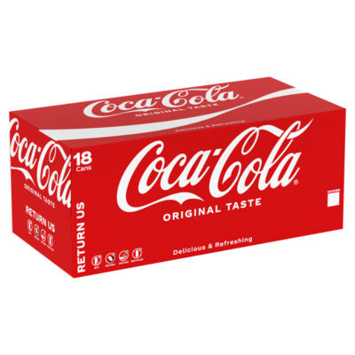 Coca-Cola Original Taste soft drink 18 x 330ml cans (British brand)