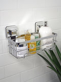 Showerdrape chrome suction wall mounted bottle basket 30kg capacity (British brand)