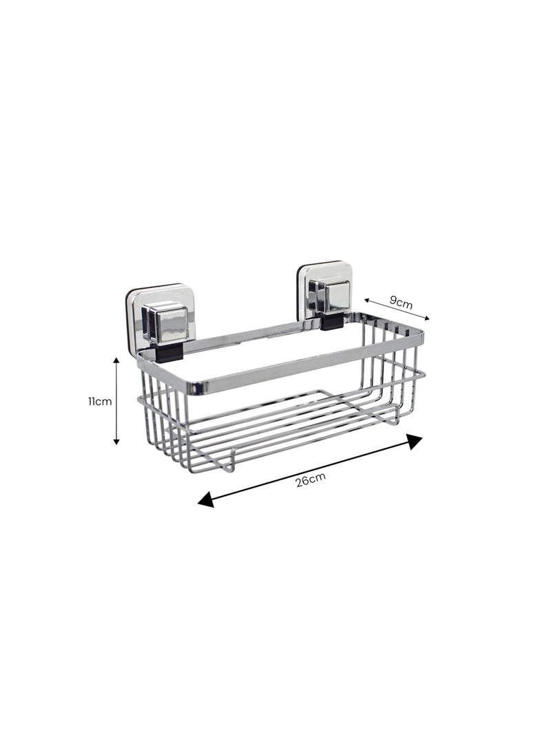 Showerdrape chrome suction wall mounted bottle basket 30kg capacity (British brand)