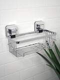 Showerdrape chrome suction wall mounted bottle basket 30kg capacity (British brand)