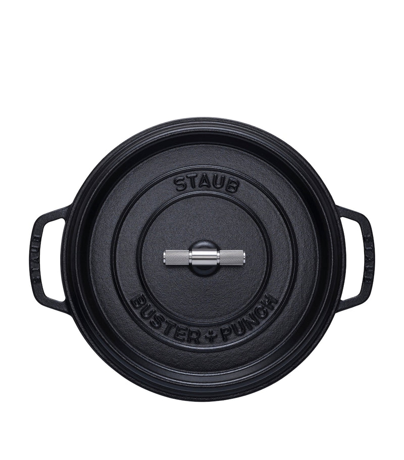 Staub Buster Punch cocotte 28cm steel knob - British product