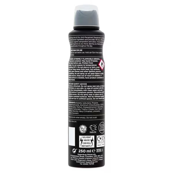 Superdrug Men's Anti-Perspirant Deodorant Spray 250ml (British brand)