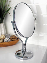 Next Showerdrape Triton Chrome Oval Reversible Vanity Mirror with 5x Magnification- Buy online at McGrocer