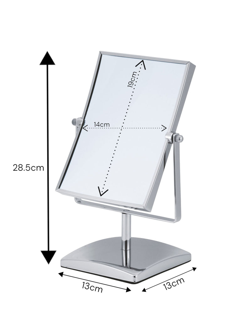 Showerdrape chrome vanity mirror with rectangular 3x magnification, 26.5cm height (British brand)