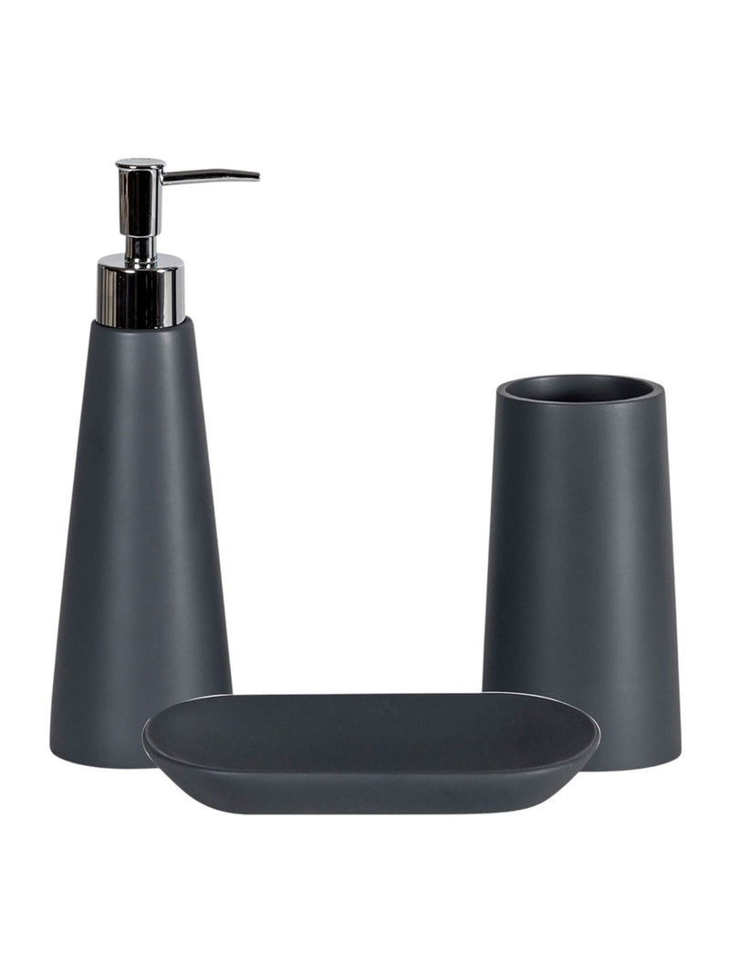 Showerdrape Grey Alto bathroom accessory set of 3, imported from the UK