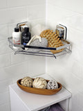 Chrome suction wall mounted corner basket with Pushloc system, 11x23.5x22 cm (British brand)
