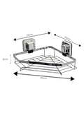 Chrome suction wall mounted corner basket with Pushloc system, 11x23.5x22 cm (British brand)
