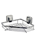 Chrome suction wall mounted corner basket with Pushloc system, 11x23.5x22 cm (British brand)