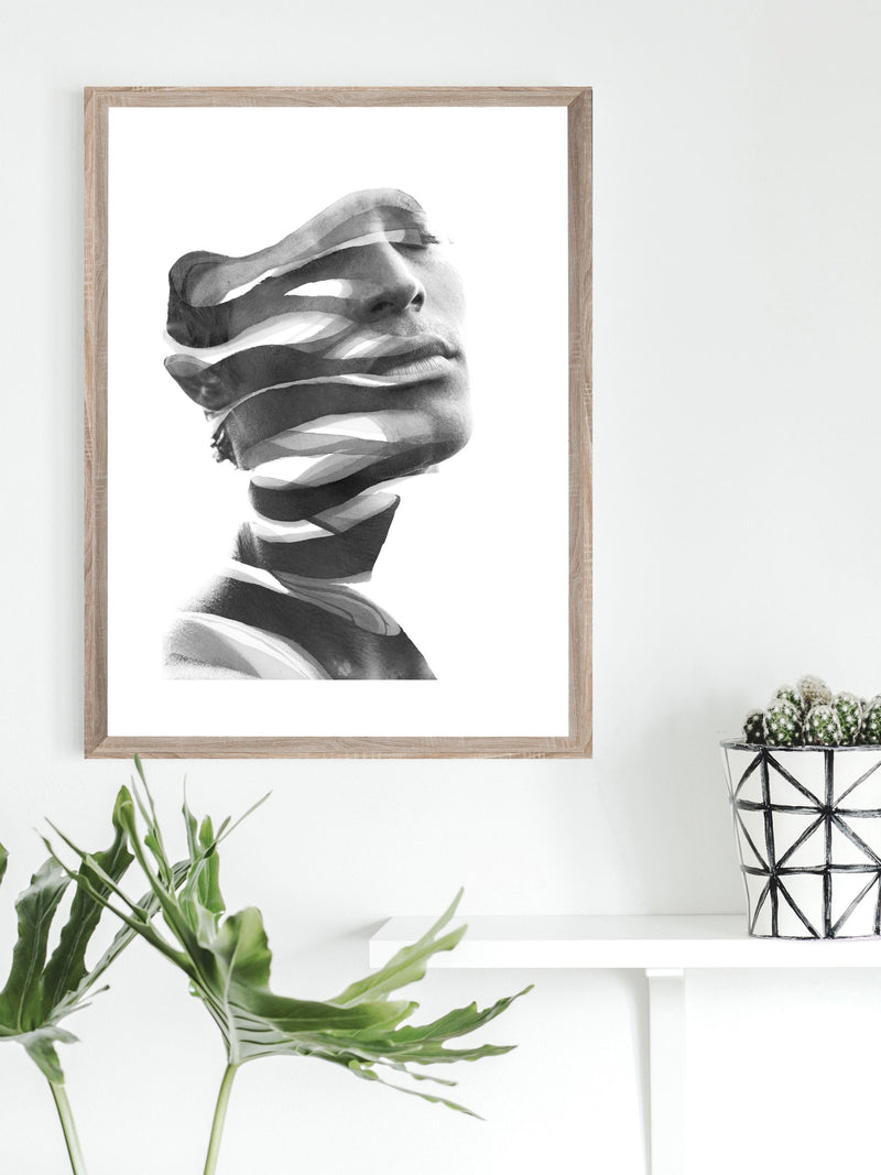 Brookpace Lascelles black sculpture artwork wood frame 30x22 inches - British product